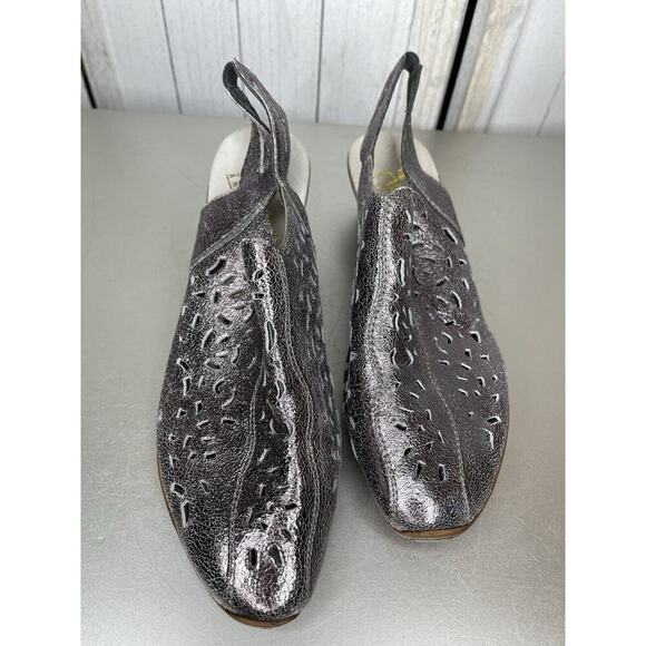 Rieker Leather Sandaly Comfort Heels Metallic Silver Size EU 41 US 10 - Picture 2 of 6